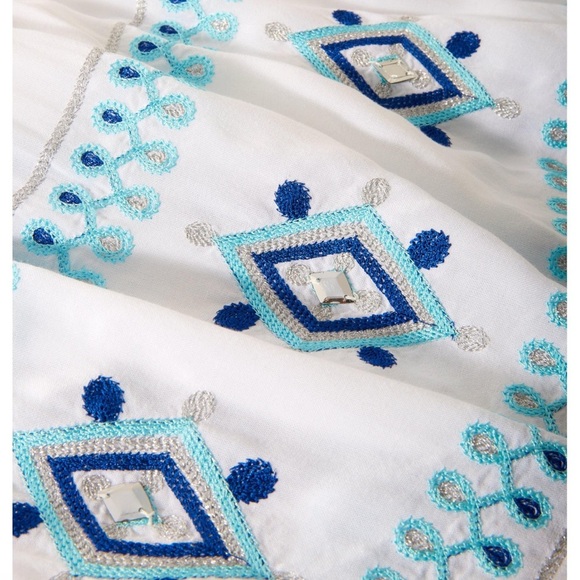 Boston Proper Mirror Embellished And Embroidered Maxi Skirt White Sise M NWOT - Picture 2 of 12